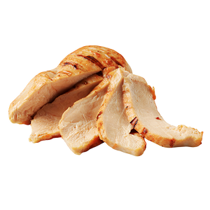 Slices of grilled chicken breast.