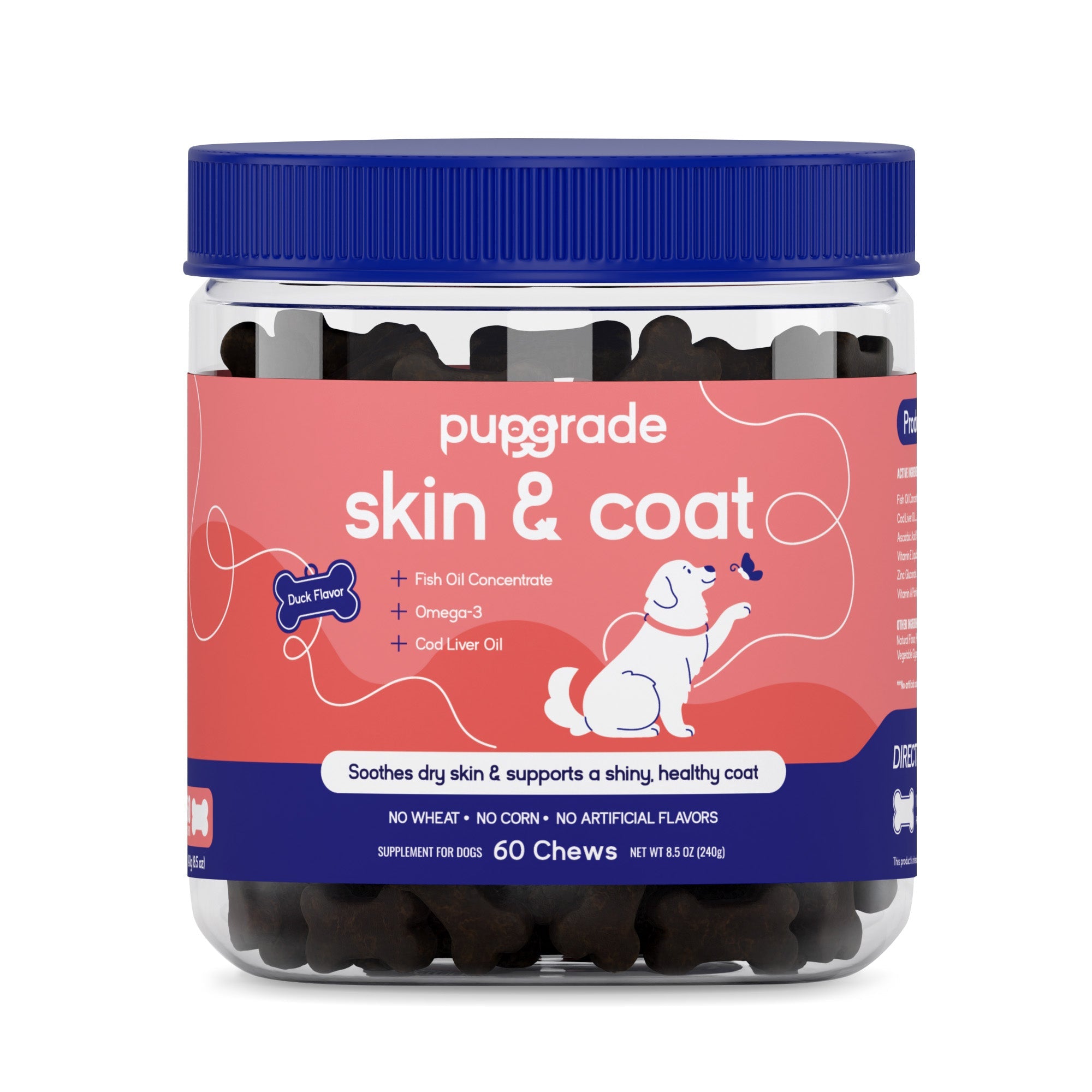 Image of PupGrade Skin and Coat Chew jar.